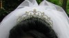 Tiara coronita diadema strasuri perle pt rochie mireasa si voal lung