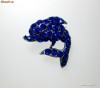 Brosa Delfin Cristale Swarovski Albastre