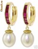 superbi cercei aur galben 14K rubine si perle naturale 3,9 gr