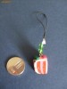 Charm breloc telefon handmade felie tort ciocolata cu roz, pink unicat