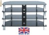 Stand Plasma/Lcd 55& rack AV, 4 polite, sticla, negru/crom