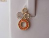 Pandant aur 10K, 1.78g, model CERCULETE ornate cu DIAMANTE si TOPAZE oranj