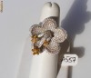 Inel designer aur 18K, 18g, montura FLOARE cu 1.86ct BRILIANTE albe si canary !!