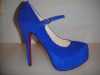 PANTOFI  CHRISTIAN  LOUBOUTIN  PUMPS BLUE DIN PIELE CAMOSCIO