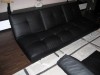 Canapea extensibila 3 locuri + fotoliu, piele ecologica, neagra