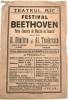 AFIS VECHI FESTIVAL BEETHOVEN, PATRU CONCERTE DE MUZICA  DE CAMERA, TEATRUL MIC, 1925, RARITATE!