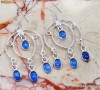 Cercei cu Paris Blue Quartz cu agatatorile din argint, L58mm, cuart albastru