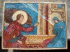 Icoana bizantina pictata pe lemn in culori tempera si foita de aur, reprezentand Buna Vestire