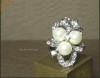 Inel superb cu cristale swarovski crystal clear si perle - bijuterii handmade mireasa