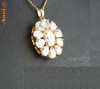 Pandantiv placat cu aur, cu cristale clear pear cut + lant - bijuterii mireasa