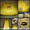 GEANTA FASHION firma DIOR, ORIGINALA, SERIE LIMITATA, PIELE ECOLOGICA STANTATA, LACUITA, GALBENA, ACCESORII ARGINTII