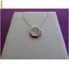 Pandativ si lantisor subtire din aur alb cu diamante naturale, NOU, superb