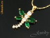 Pandantiv placat cu aur de 18K, cu cristale smarald, marquise cut  si cristale swarovski + lant - bijuterii mireasa