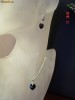 Set argint colier si cercei cu cristale swarovski inima Jet (negre) - bijuterii handmade
