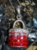 COLIER argint 925, lant cu pandantiv, model inedit LACAT cu cristale SWAROVSKI ultrastralucitoare rosii, roz, transparente!!!