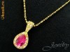 Pandantiv placat cu aur, cu cristal fuchsia pear cut si cristale swarovski + lant - bijuterii mireasa