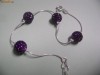 BRATARA ARGINT MODEL GLOBURI CRISTALE SWAROVSKI MOV INCHIS