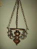 LUSTRA CANDELABRU-BRONZ SI LEMN MASIV