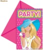 Set de 6 invitatii de petrecere copii cu plicuri BARBIE DOLLICIOUS