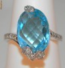 Inel designer aur alb 14K, 4.6g, montura superba cu TOPAZ 7.4CT si DIAMANTE !!
