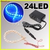 Banda led, cu 24 leduri, de culoare albastra, pentru acvariu, rezistenta la apa, adaptor de alimentare inclus