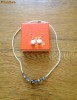 Set handmade Lantic alb + Cercei albi * Cel mai bun pret *