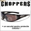 Ochelari de soare Choppers cu rame negre lucioase si lentile aramii Super Safe cu grosimea de 2mm ! Bonus : un saculet pentru protectie !