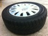 Set 4 roti cu cauciucuri  iarna VW Golf V 225/55 R16, stare f. buna, cu jante si capace originale