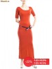 Rochie TinaR caramizie tricotata, cu maneci scurte