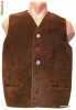 Vesta Steampunk de piele intoarsa maron, marca Let`s Go, masura M, se inchide cu 5 nasturi, are doua buzunare mici, croiala dreapta