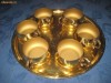 Garnitura din tava cu sase cesti din metal aurit