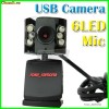 Camera web cu 6 led-uri cu microfon PC sau Laptop