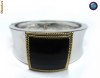 Bratara din aliaj inoxidabi placat cu aur si rhodium, piatra din rasina neagra
