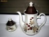 Set de ceai din portelan Bavaria cu motiv floral, ceainic cu zaharnita