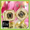 Butoni Safir Negru cu Initiala  O  Gold Filled 18K