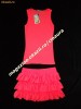 SET MAIEU FUSTITA MINI ROZ / FUCSIA FOSFORESCENT NEON 3 VOLANE VOLANASE 100% BUMBAC VARA PLAJA PISCINA CLUB MAIEURI FUSTITE FUSTE