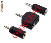 Kit Spliter Audio + Adaptoare jack 3.5 2.5 mp3 telefon laptop foto