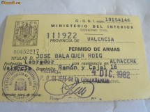 PERMIS de  PORT-ARM - SPANIA 1982 foto