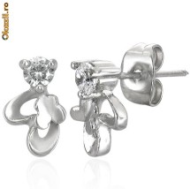 Cercei din inox 8 mm /6 mm zirconiu - cod 135 foto