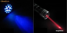 Lanterna all in one cu 15 LED: 10 albe, 5 UV Ultraviolet, 1 Laser pointer, lanterna multifunctionala foto