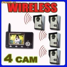 Video interfon LCD 3.5 inch 2.4 G wireless 4 camere supraveghere foto