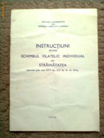 instructiuni privind schimbul filatelic cu strainatatea 1974 foto