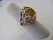 Inel gama lux aur 14K, 10.1g, montura ornamentata cu 100 BRILIANTE si CITRIN 11,5CT !! foto
