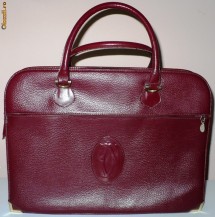 Geanta dama Must de CARTIER, originala, VINTAGE, stil diplomat, culoare burgundy, model foarte rar - COLECTIE ANII 90!!!  SUPERBA!!!! foto