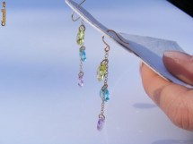 Cercei aur 14K, 2.1g, ornati cu 6 pietre semipretioase (topaze, peridot, ametiste), 4.5CT foto