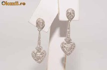 superbi cercei aur alb 18K cu diamante naturale 0.86CT 5gr  foarte ieftini foto