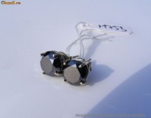 Exceptionali Cercei tip STUD aur 14K, 1.7g, cu 2 DIAMANTE negre de cate 1.75 CARATE !! foto