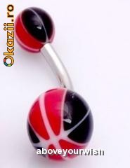 MOKAZIE - Pierce - piercing buric model minge 3 ROSU-NEGRU - PRET FINAL foto