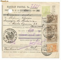 RFL 1913 ROMANIA mandat postal francat cu 4 timbre Gravate si 2 taxa de plata foto