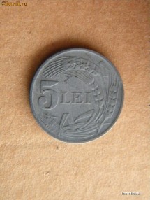 5 lei 1942 - Stare VF (foarte buna) foto